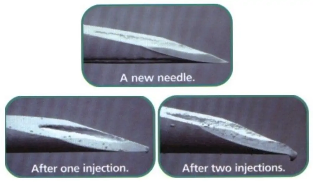figure 2 image microscopique pointe aiguille neuve après 1 ou 2 injections